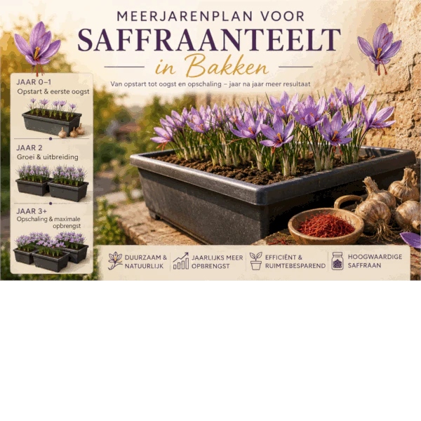 Meerjarenplan voor saffraanteelt in bakken.